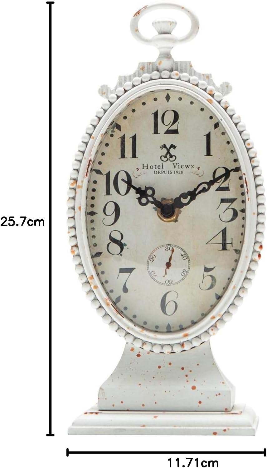 NIKKY HOME Vintage-Tischuhr, batteriebetrieben, rustikaler Used-Stil, Shabby-Chic-Stil, Heimdekorati