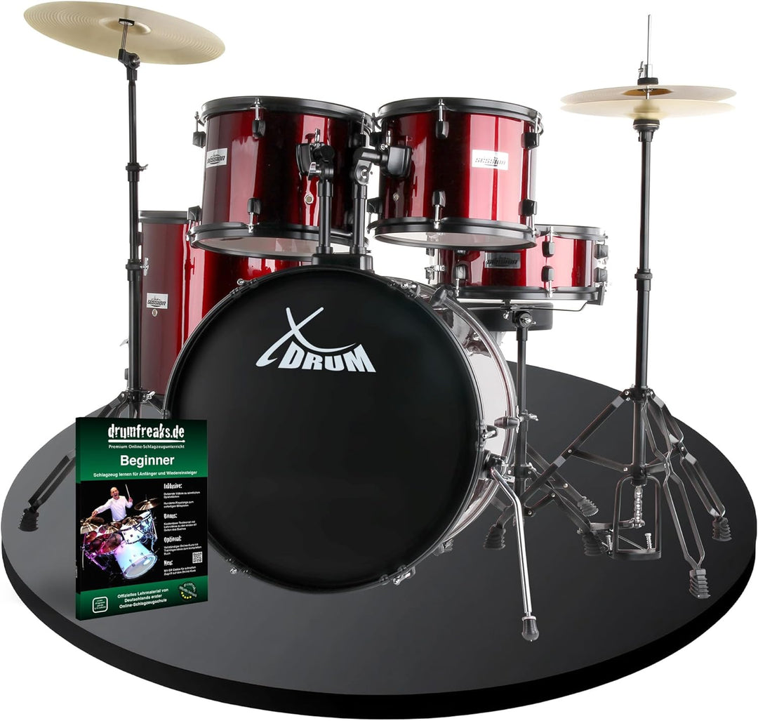 XDrum Rookie 22" Fusion Schlagzeug Komplettset Ruby Red - Ideal für Einsteiger - Stylische Hardware