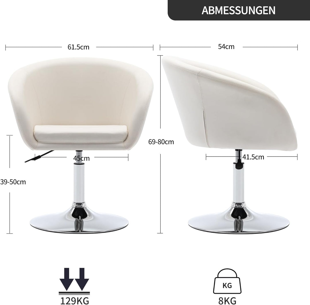 Duhome Schminkstuhl Höhenverstellbar, Lounge Sessel aus Kunstleder Drehbar Cocktailsessel Drehstuhl