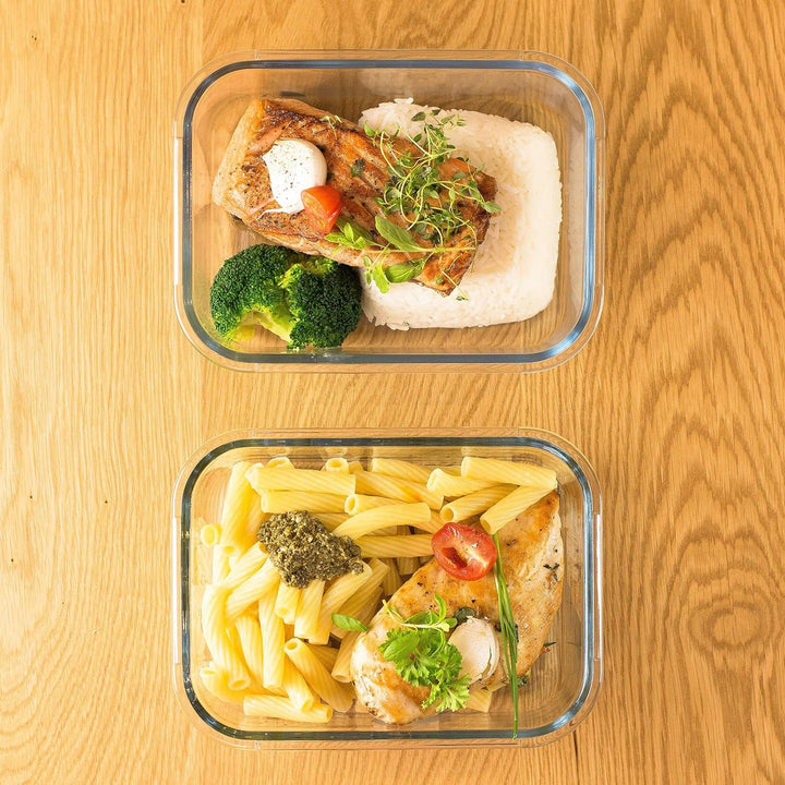 Grizzly Glas Frischhaltedosen, Set 2X 1520 ml, luftdicht, rechteckig, Click-Verschluss, vielseitige