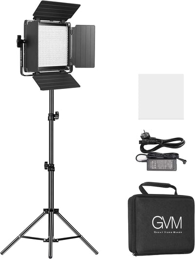 GVM LED Videoleuchte mit Stativ, 2300K-6800K APP Steuerung 480 LED Videobeleuchtung, Studiolicht LED