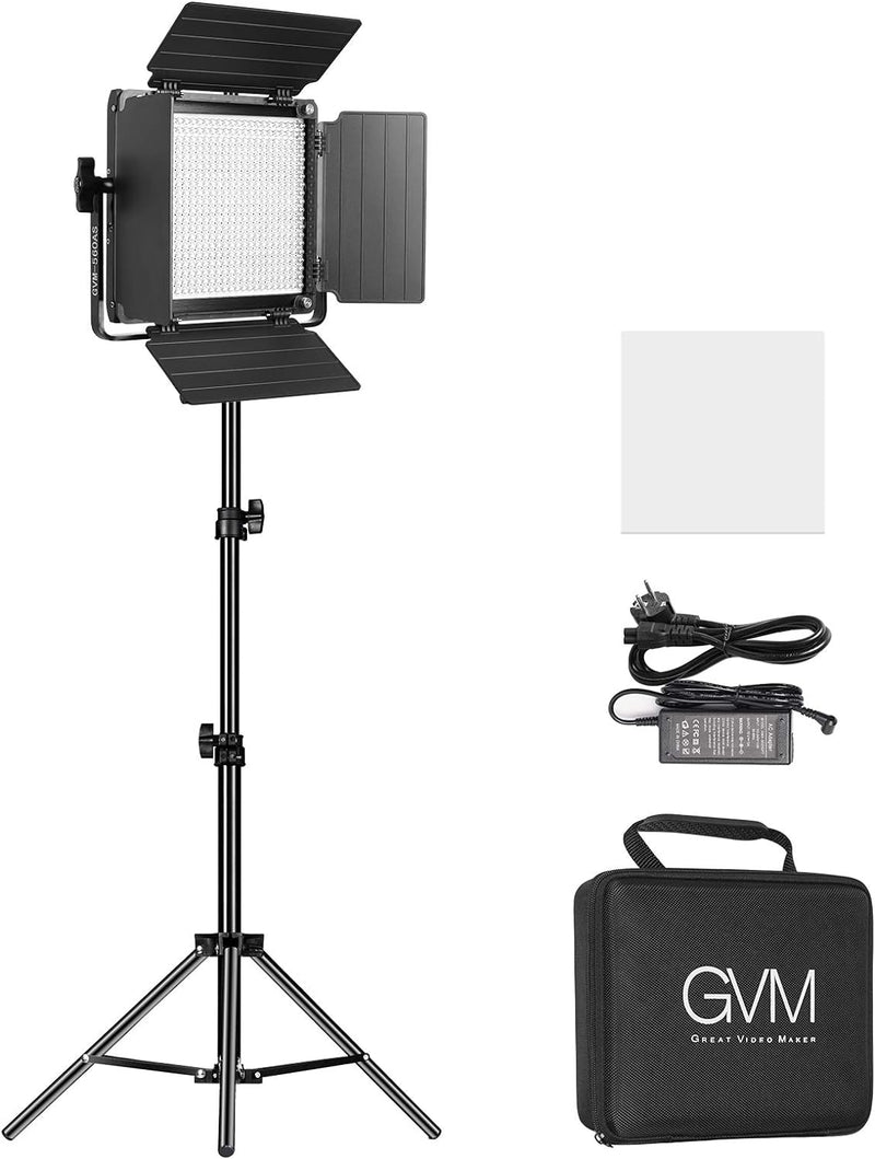 GVM LED Videoleuchte mit Stativ, 2300K-6800K APP Steuerung 480 LED Videobeleuchtung, Studiolicht LED