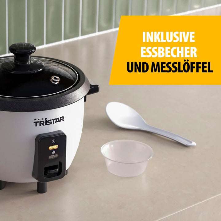 Tristar Reiskocher 0,6 L, Antihaft-Innentopf, Warmhalte- und Abschaltautomatik, Kompaktes Design, In
