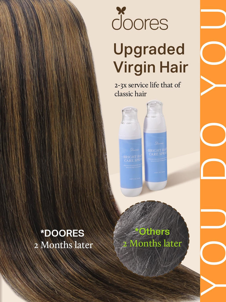 DOORES Tape in Extensions Echthaar, Balayage Natürliches Schwarz bis Hellblond 35cm (14zoll) 50g 20p