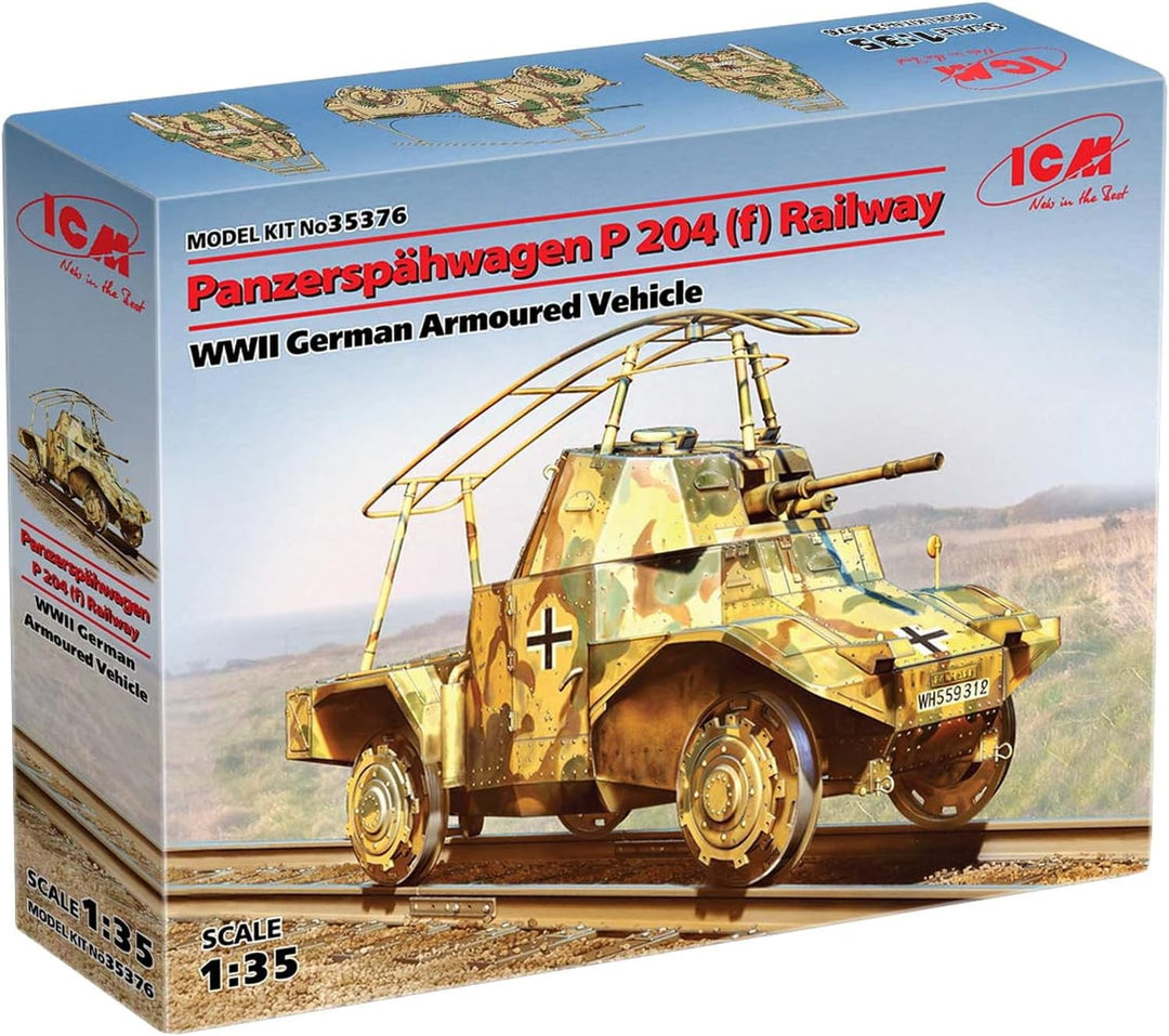 ICM 35376 Modellbausatz Panzerspähwagen P204(f) Railway WWII German Armoured Vehicle, Schwarz