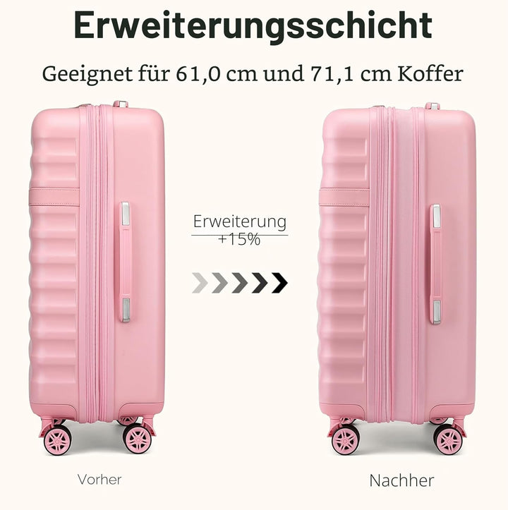 KONO Koffer Trolley Mittelgross Koffer Reisekoffer von ABS+PC Hartschalenkoffer mit 4 Rollen TSA Sch