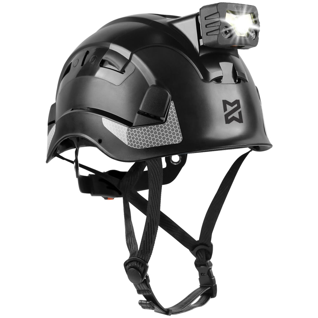 HEARMOR Höhenarbeiten Industriehelm Erwachsene Bauhelm LED-Kopflampe inklusive ABS Schutzhelm Zertif