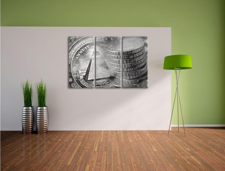 Pixxprint Illuminati Pyramide als Leinwandbild/Grösse: 3 Teilig (120x80) cm/Wandbild/Kunstdruck/fert