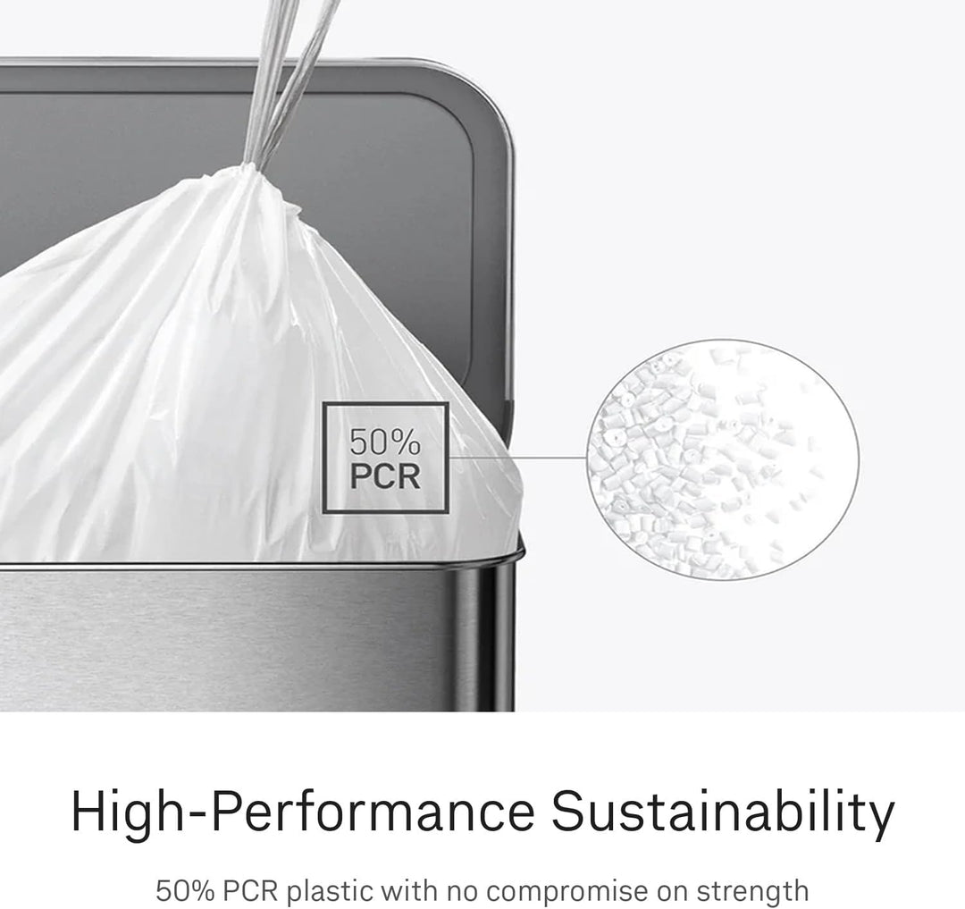 simplehuman Code P Müllbeutel mit Kordelzug in Spenderpackungen, 20 Stück (5 Stück), 50–60 Liter, We