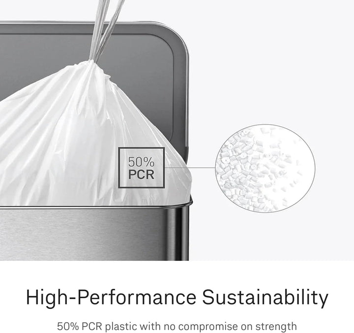 simplehuman Code P Müllbeutel mit Kordelzug in Spenderpackungen, 20 Stück (5 Stück), 50–60 Liter, We