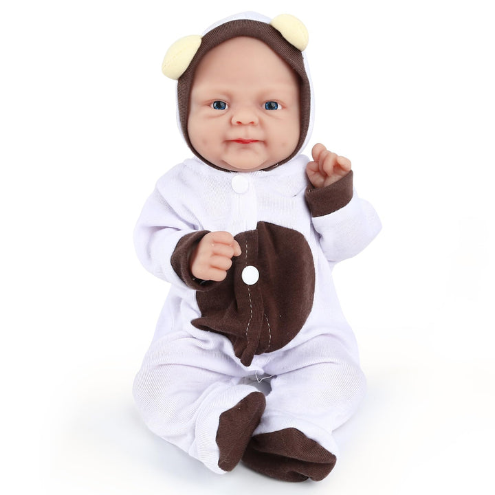 Vollence 36 cm Vollsilikon-Wiedergeborene Babypuppen, lebensechte Neugeborene Platin-Silikon-Babypup