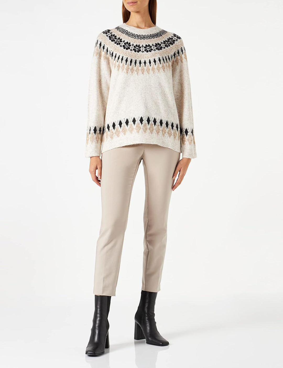 Cream Damen Women's Sweater Knitted, Langärmlig, mit Rundhalsausschnitt Pullover S Oat Melange, S Oa
