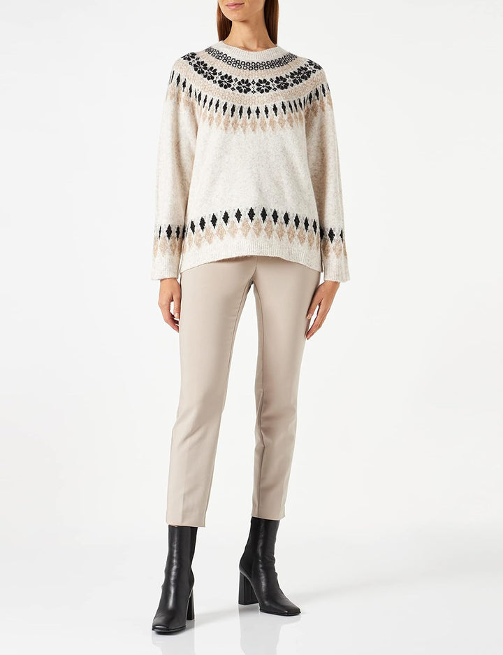 Cream Damen Women's Sweater Knitted, Langärmlig, mit Rundhalsausschnitt Pullover S Oat Melange, S Oa