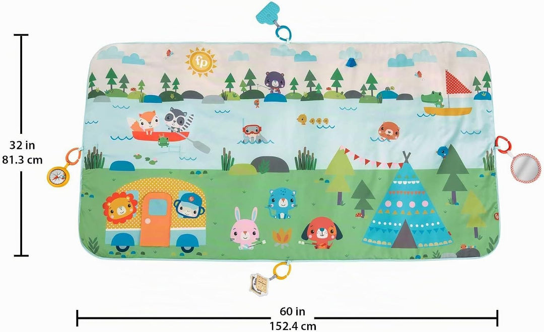 Fisher-Price GXR53 - Grosse Campingabenteuer Spieldecke, ca. 152 m grosse Spieldecke für Neugeborene