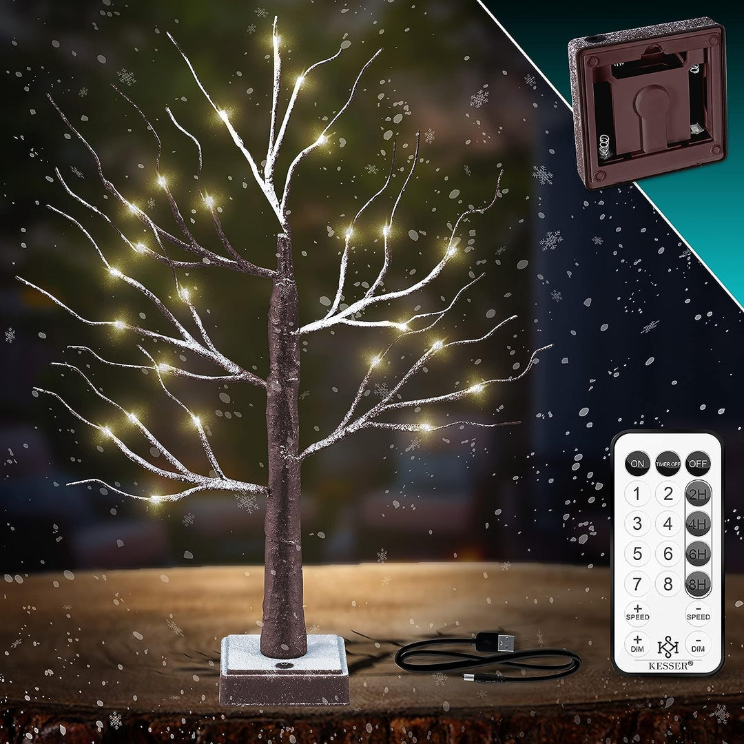 KESSER® Lichterbaum Birkenbaum 60cm LED Mit Fernbedienung Timer 8 Modi Lichterzweige für Innen Warmw
