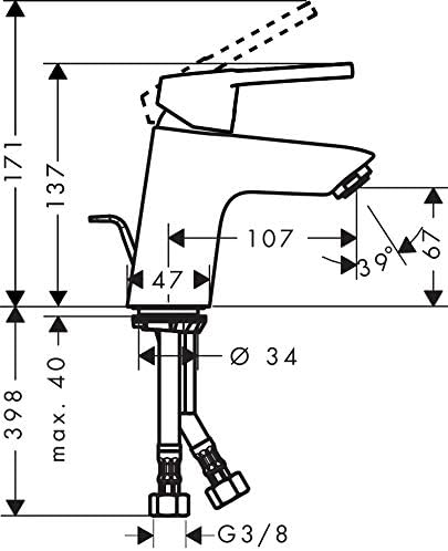 Hansgrohe 71150000 Logis Loop Waschtischarmatur, Chrom, with thermostat Bügelgriff, Bügelgriff