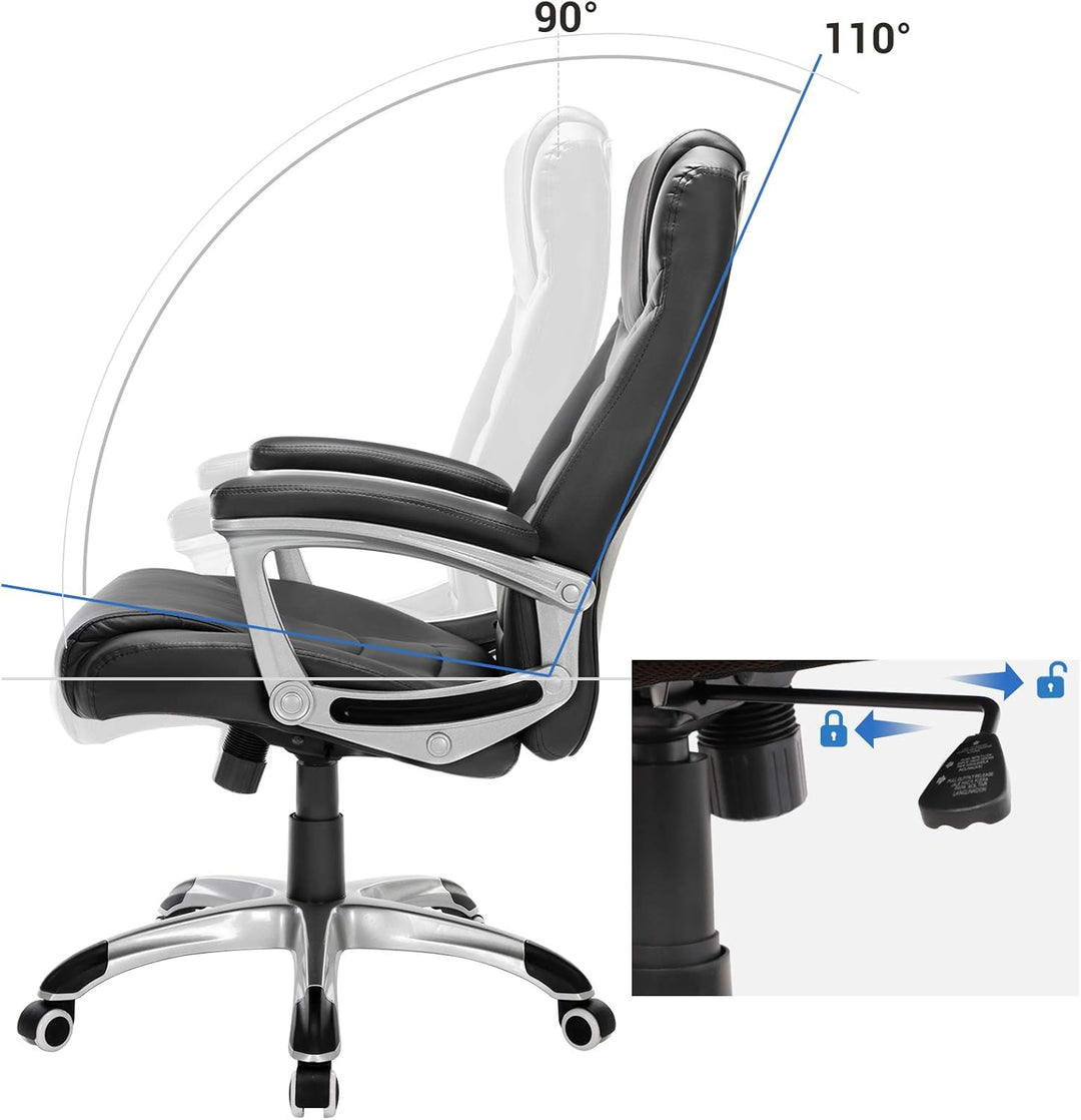 SONGMICS Ergonomischer Bürostuhl, höhenverstellbarer Drehstuhl,Kunstleder, robust, stabil und langle