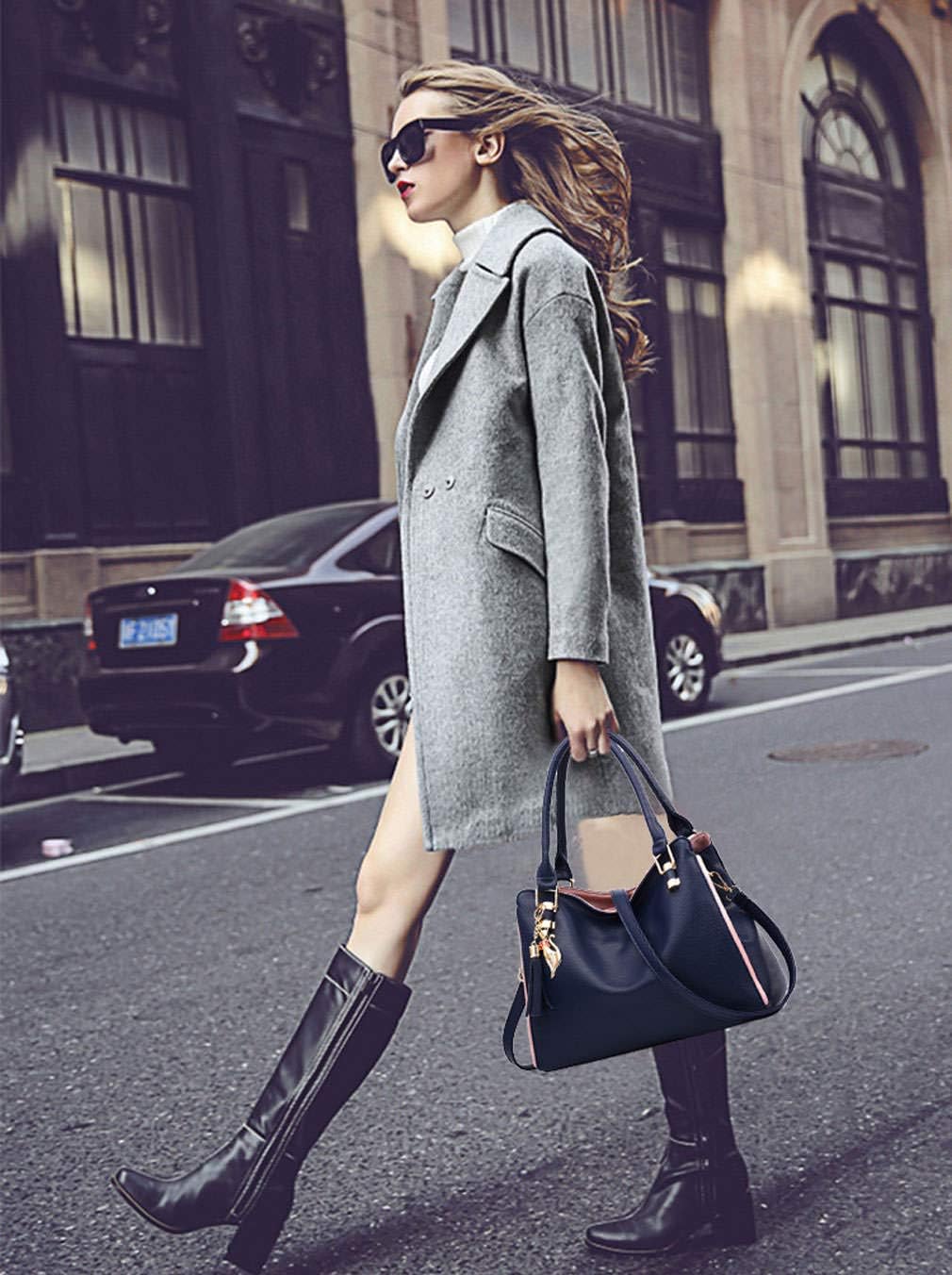 BUKESIYI Damen Tasche Umhängetasche Handtasche Frauen Klein Schultertasche Weekender Lack PU Leder C
