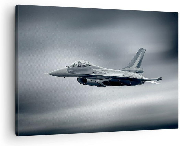 Bilder auf Leinwand Flugzeug Himmel Flug Leinwandbild mit Rahmen 70x50cm Wandbilder Dekoration Wohnz