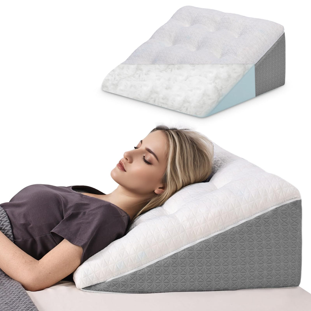 Keilkissen für Bett und Sofa-Doppelte Lage Memory Schaum Lesekissen-Ergonomischer Bettkeil für Reflu