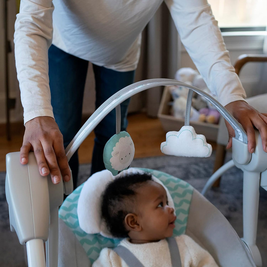 Ingenuity, Ity Ingenuity, Swingity Swing, Goij, zusammenklappbare und tragbare Babyschaukel mit 6 Sc