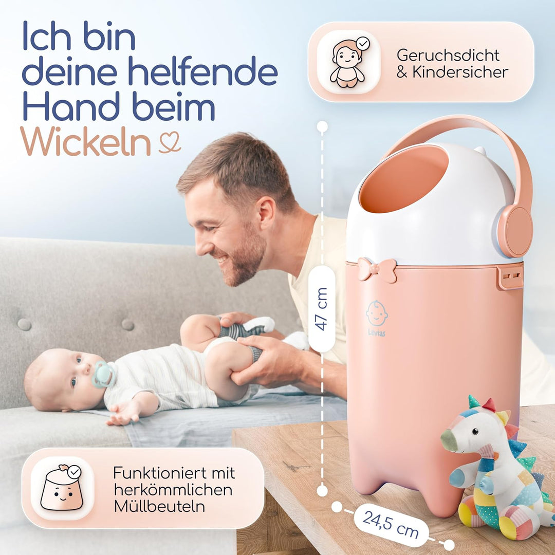 Levias® Windeleimer Baby Mülleimer Geruchsdicht | Windelmülleimer Geruchsdichter Wickeleimer ohne te