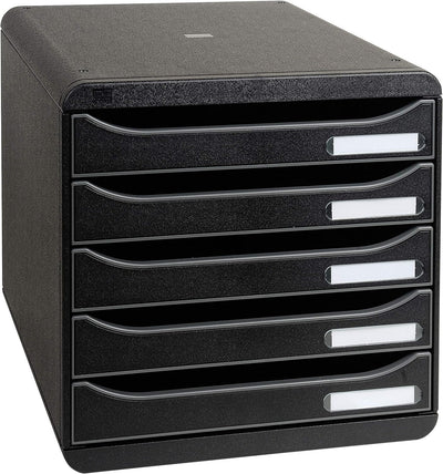 Exacompta 309714D Premium Ablagebox mit 5 Schubladen für DIN A4+ Dokumente. Stapelbare Schubladenbox