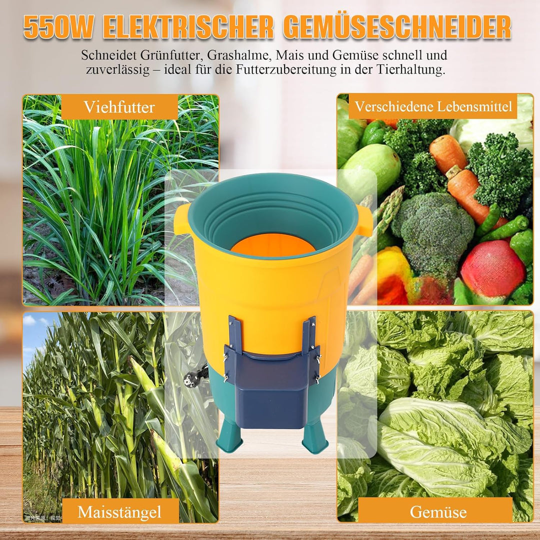 550W Elektrischer Gemüseschneider Futterhäcksler Futterverarbeitungsmaschine, Grünfutter, Grashalme,