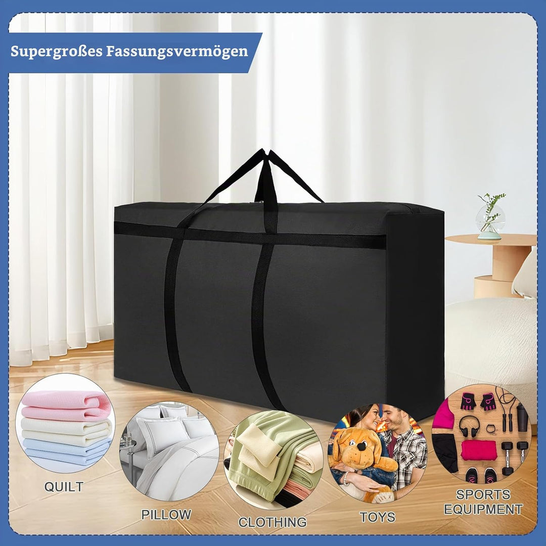 2Stück 180L Aufbewahrungstasche, Grosse Umzugstaschen, 600D Oxford Auflagentasche, XXL Reisetasche,