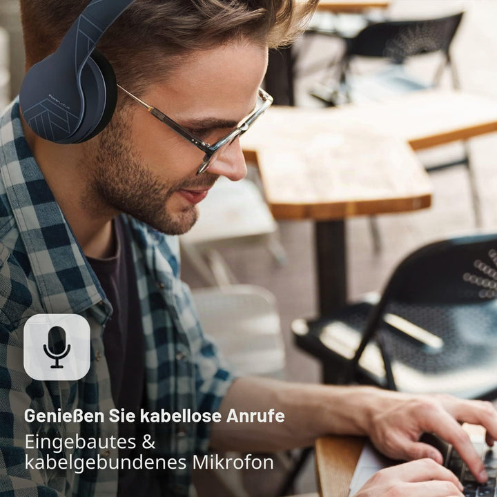 PowerLocus P6 Bluetooth Kopfhörer Over Ear, Over Ear Kopfhörer Kabellos mit Super Bass, 40Std. Spiel