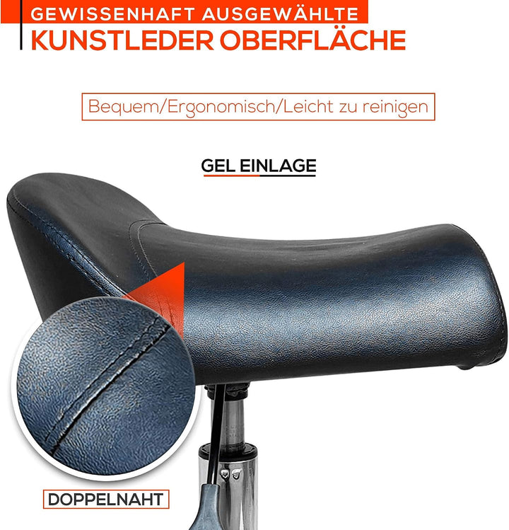 VAKON SALON - Breitsitz Rollhocker höhenverstellbar von 55-75 cm auf Premiumrollen und Fussring, Dre