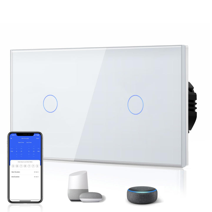 BSEED Smart Alexa Lichtschalter Double WiFi Touch Wandlichtschalter 1 Fach 1-Weg (Neutralstrom Erfor