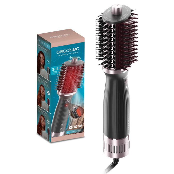 Cecotec Stylingbürste Air DryBold Elite Black. 1200W, 3 Modi: Trocknen, Stylen und Glätten, Ionentec