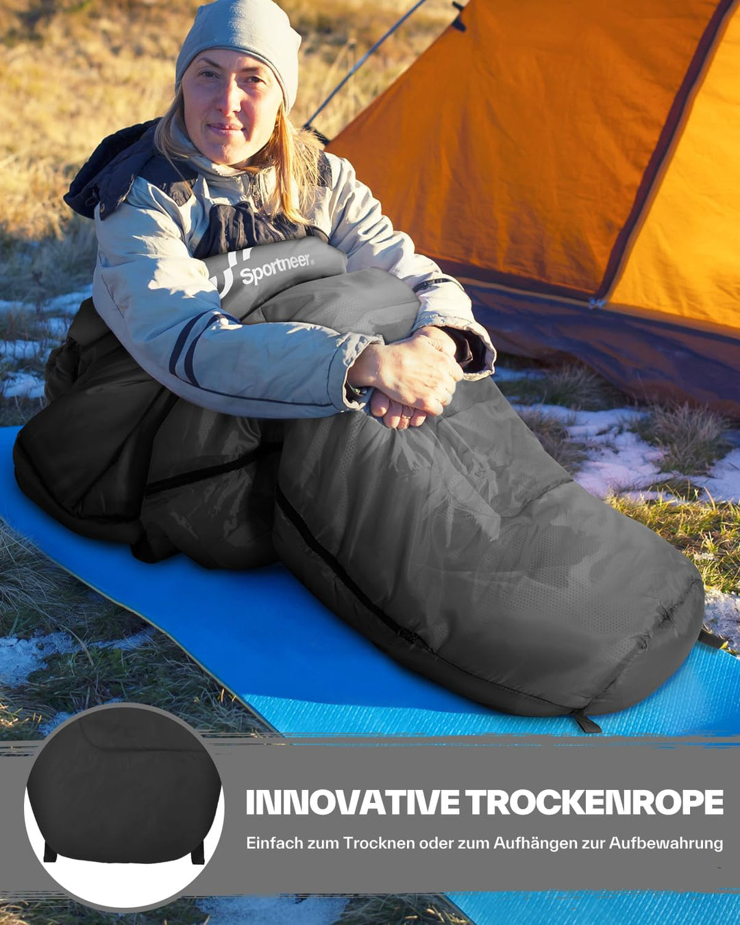 Sportneer Schlafsack - Kleines Packmass & Ultraleicht (950g/1500g) - Mumienschlafsack Outdoor Sommer