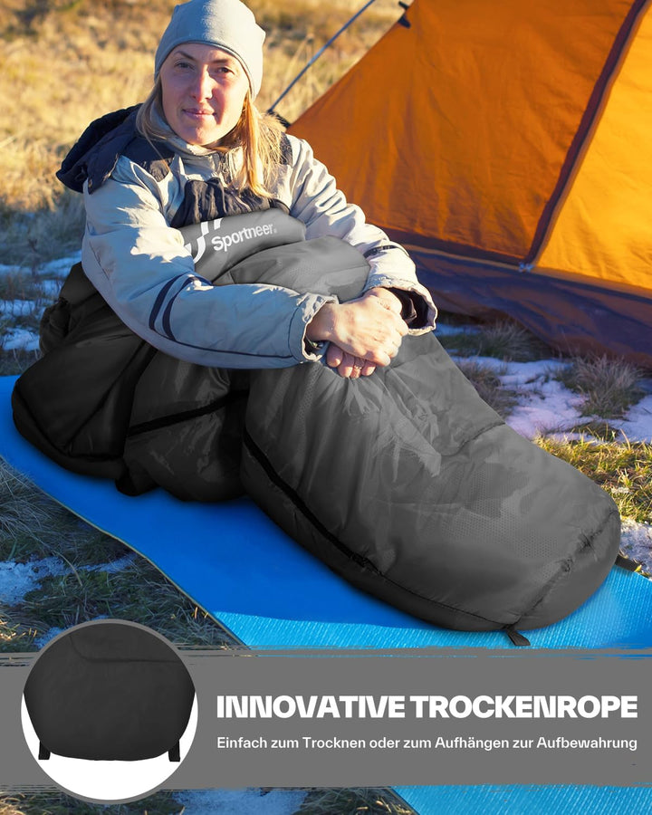 Sportneer Schlafsack - Kleines Packmass & Ultraleicht (950g/1500g) - Mumienschlafsack Outdoor Sommer