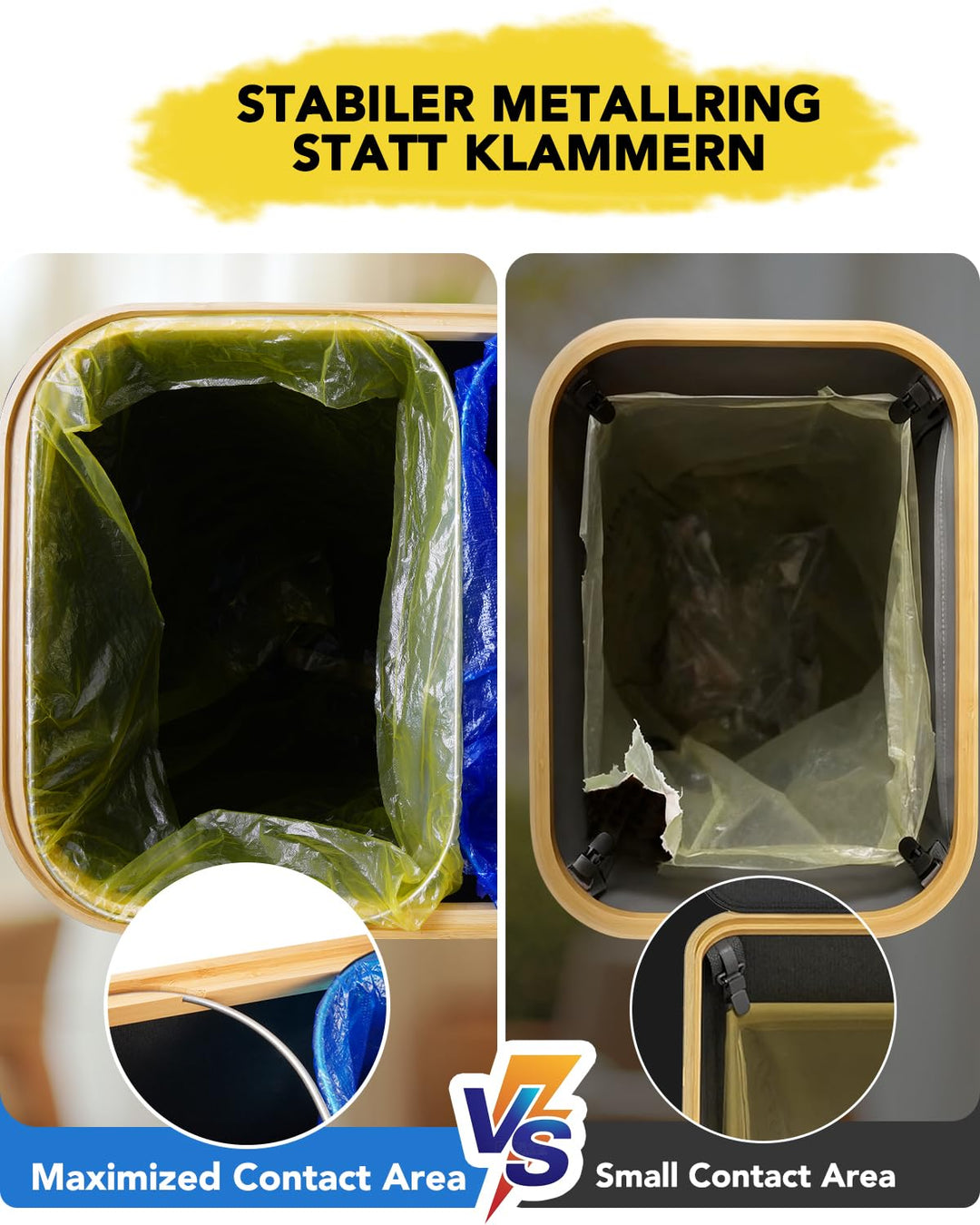 SOUTHGATE Gelber Sack Ständer 2 Fächer | 160L Stabiler Müllsackständer für 70-90L Müllsäcke x 2 | Ge