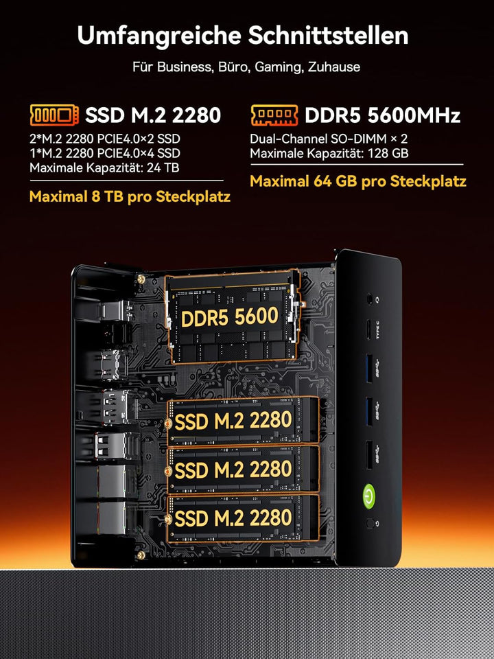 GMKtec K12 Mini Gaming PC mit Oculink AMD Ryzen 7 H255 (Aufgewertet 8745HS) 32GB DDR5 RAM 512GB SSD,