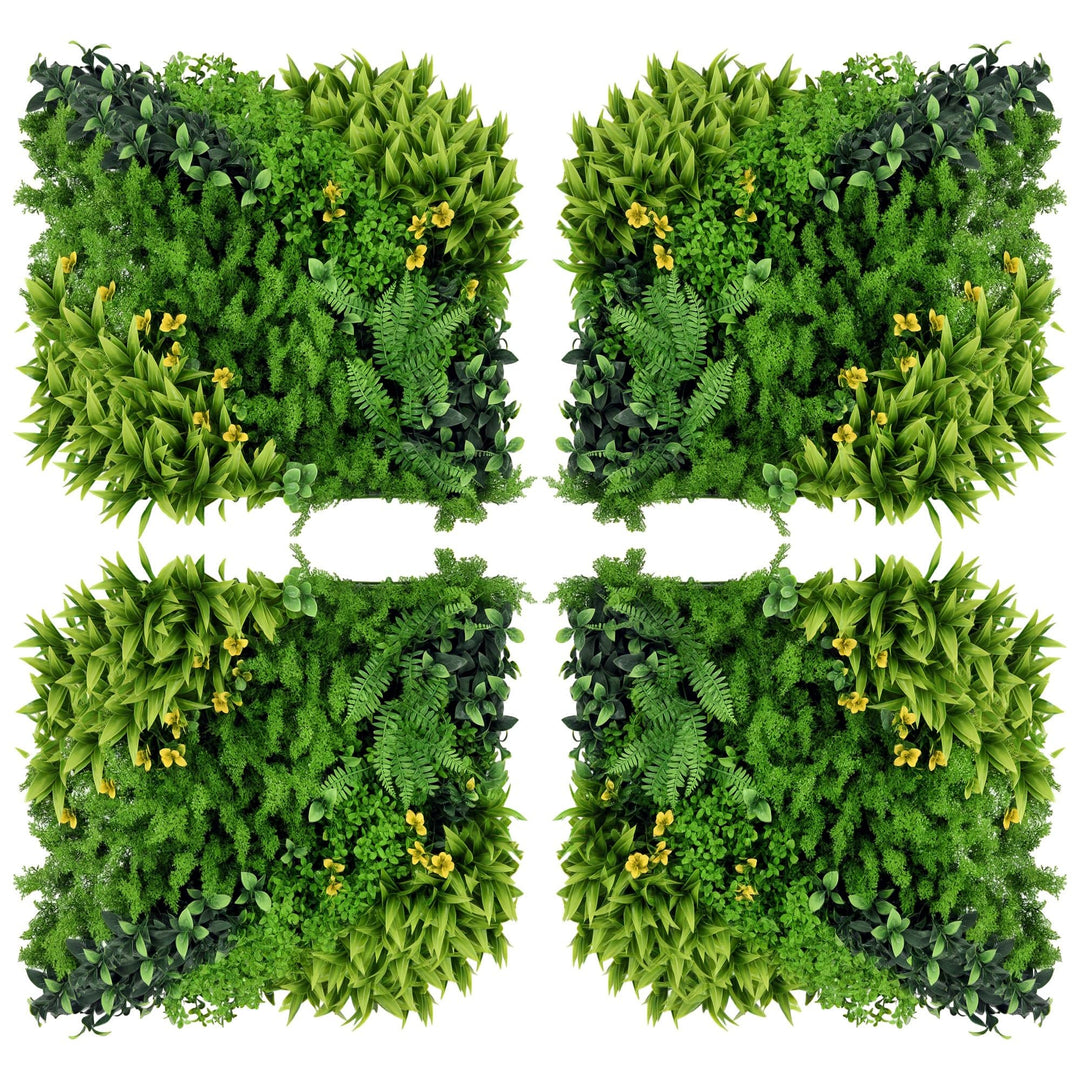 Outsunny 12 Stück künstliches Pflanzenwand Hecke 50x50 cm UV-Schutz Sichtschutz Mehrblättriges Desig