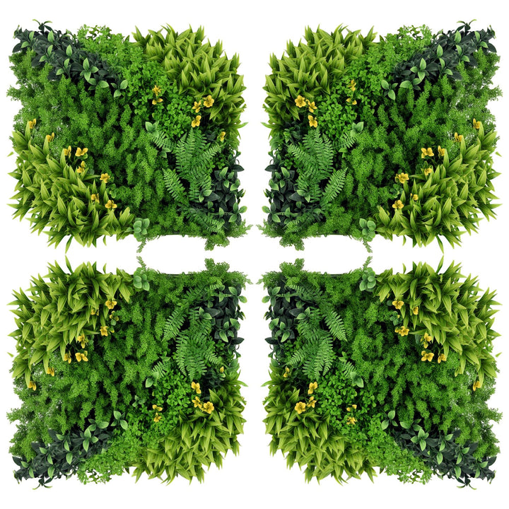 Outsunny 12 Stück künstliches Pflanzenwand Hecke 50x50 cm UV-Schutz Sichtschutz Mehrblättriges Desig