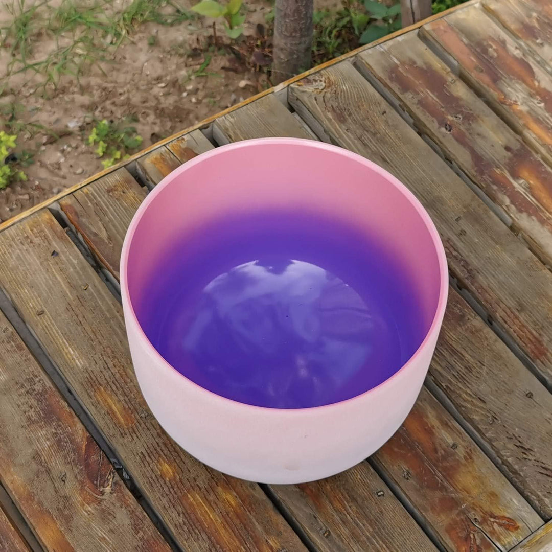 KVKA Crystal Singing Bowl, 432Hz 8 Inch F note Heart Chakra Quartz Frosted Sound Healing Bowl Instru