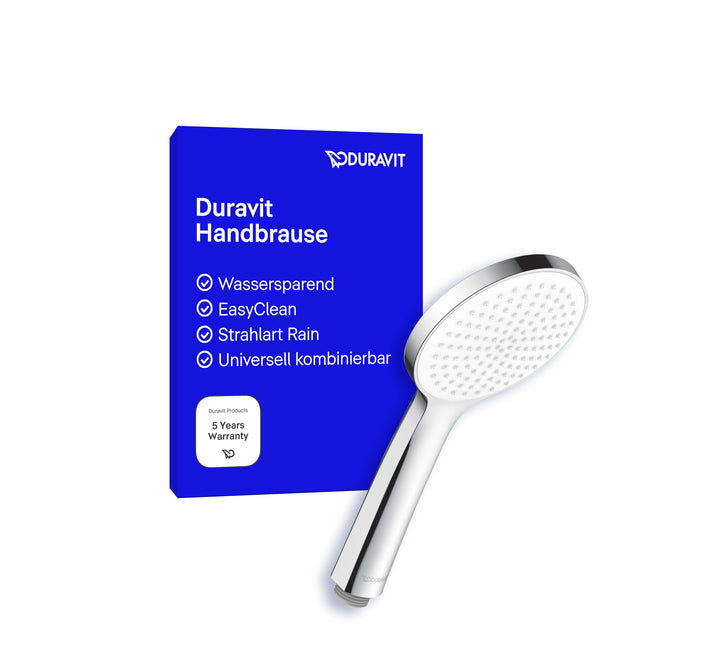 Duravit Universal Duschkopf, Duschbrause mit Strahlart Rain, Handbrause rund (Ø 110 mm), Brausekopf