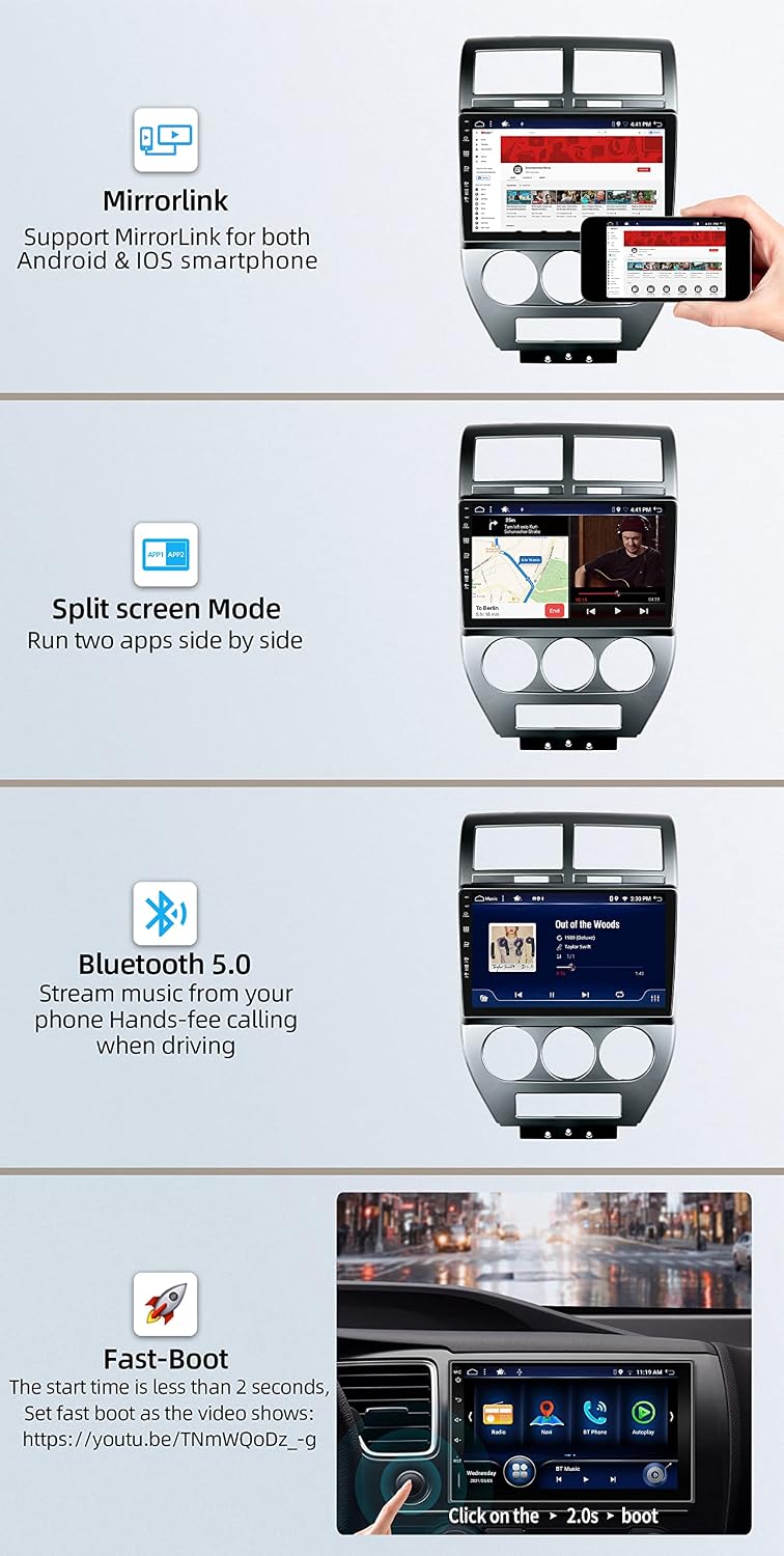 JOYX Android 12 IPS Autoradio Passt für Jeep Compass 1 MK (2006-2010) - [4G+64G] - Eingebaut DSP/Car