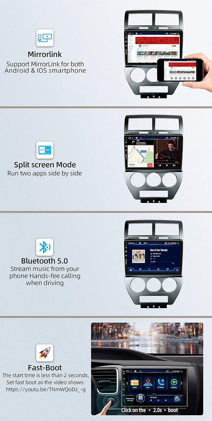 JOYX Android 12 IPS Autoradio Passt für Jeep Compass 1 MK (2006-2010) - [4G+64G] - Eingebaut DSP/Car