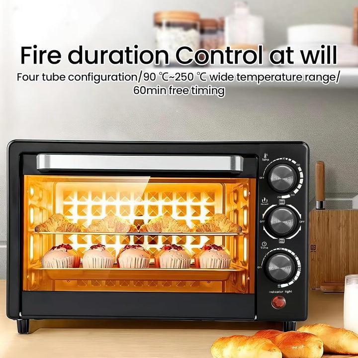 Mini Backofen, Mini Backofen 22L mit Backblech und Grillrost, Pizzaofen 800W, 90-250 °C, Timer 0-60