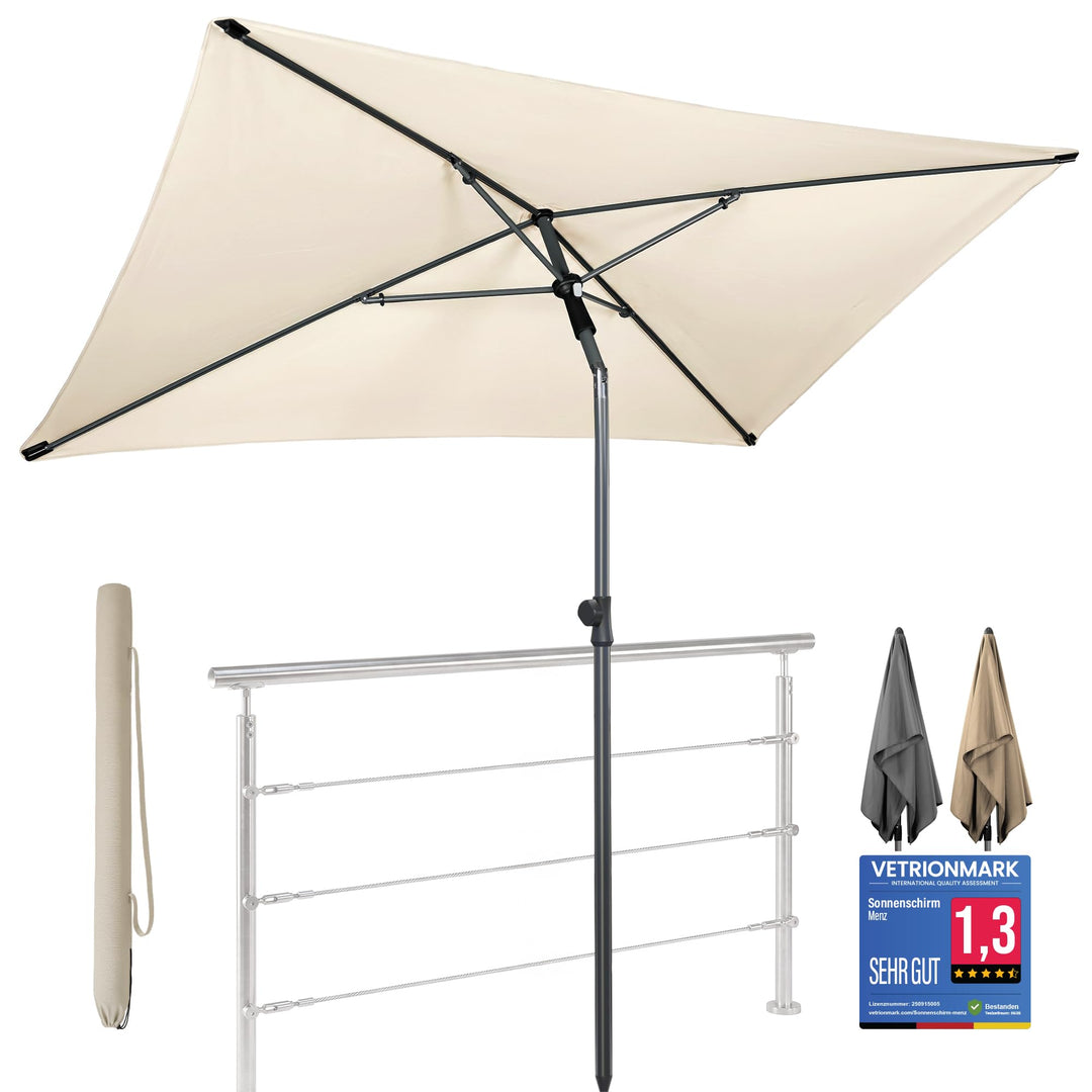 4smile Sonnenschirm Balkon SunnyShade Plus, mit Sonnenschirm Schutzhülle - Sonnnenschutz Balkon SET,