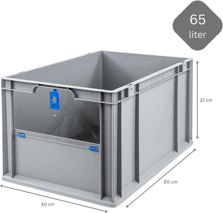 SparSet 10x Eurobox NextGen Insight Cover | HxBxT 32x40x60 | 65 Liter | Hoch/Blau | Eurobehälter, Tr