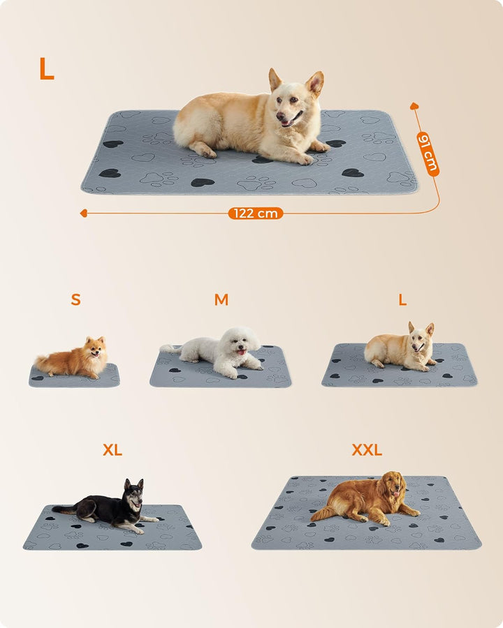 Feandrea Welpen-Unterlagen waschbar, Wiederverwendbare Matten für Hunde, 122 x 91 cm, 2er Set, XL, H