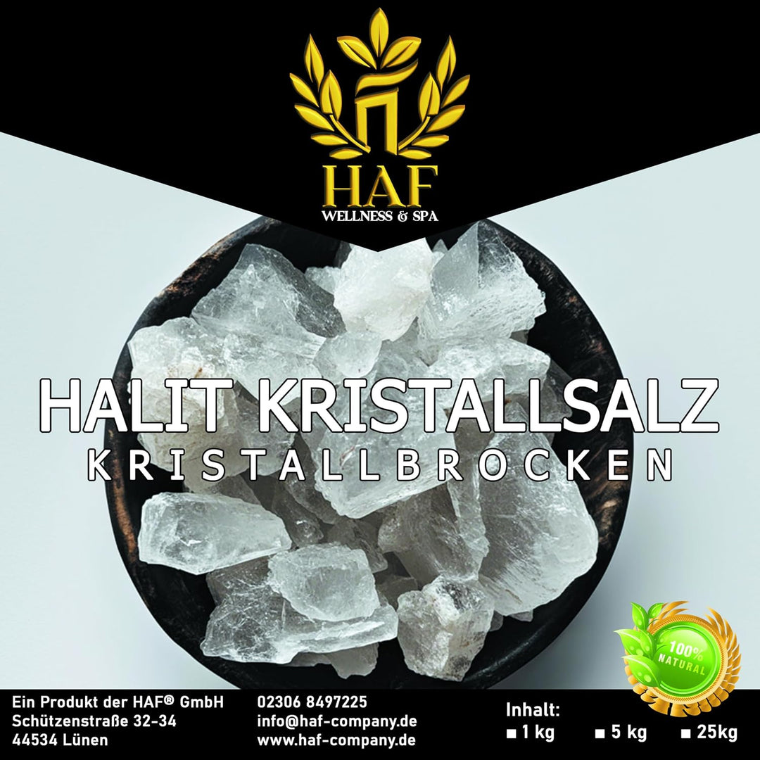 HAF® Weisse Halit Salzbrocken 3 kg | Grobe Steinsalz Brocken ohne Zusätze und naturbelassen aus der