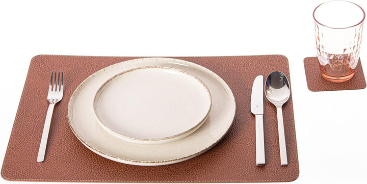 Nikalaz Platzsets und Untersetzer (4er Set) aus recyceltem Leder, Tischsets, 4 Stück Platzsets und 4