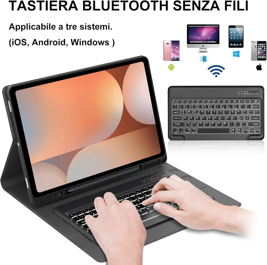 Magnetische Tastatur für Samsung Galaxy Tab S10 Ultra 14,6 Zoll 2024, QWERTY Italienische Tastatur m